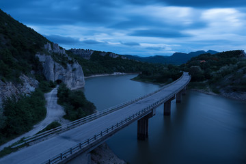 Magnificent landscape, nightscape  with light trails and the rock phenomenon The Wonderful Rocks (Balkan mountain, Bulgaria)