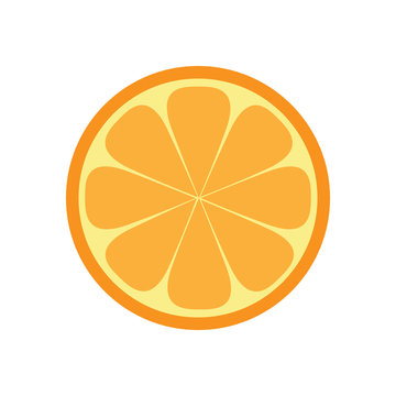 Orange fruit slice flat icon, vector illustration drawing.