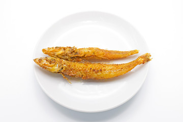 Crisp Fried Fish on White Background