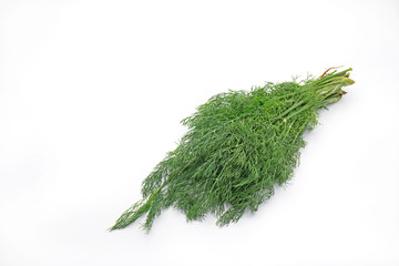 Bunch of Green Dill on White Background