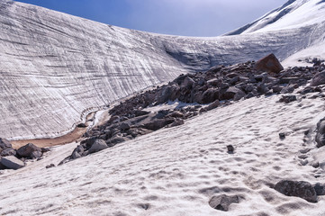Landscape of mountains and glaciers in the sunny weather