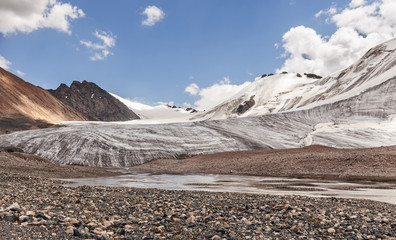 Landscape of mountains and glaciers in the sunny weather