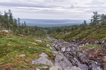 landscape Ural mountains, the beautiful colors of the sky.