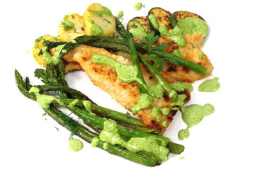 fried green asparagus in plate