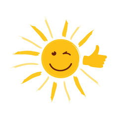sonne zwinkert daumen hoch
