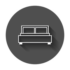 Bed vector illustration. Bed icon with long shadow.