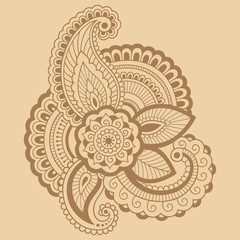 Henna tattoo flower template. Mehndi style. Set of ornamental patterns in the oriental style.