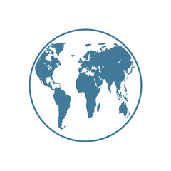 Globe, icon. Abstract concept. Flat design. Vector illustration on white background.