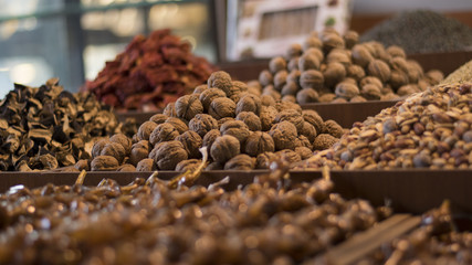 Walnut in a famous local bazaar in Gaziantep, Turkey.	