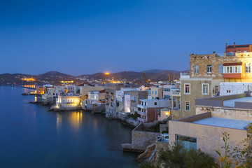 Fototapeta na wymiar Vaporia district of Ermoupoli town on Syros island. 