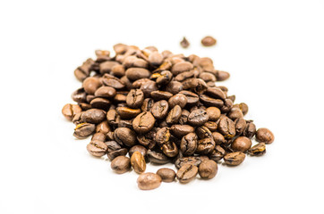 Coffee beans pile scatter
