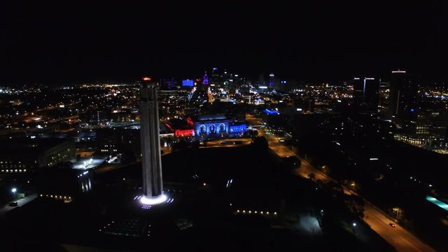 Aerial Kansas City Skyline Night