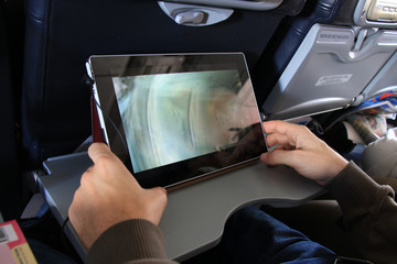 The passenger with tablet
