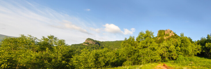 Majestic morning in the mountains landscape. Rural scene, beautiful morning in nature