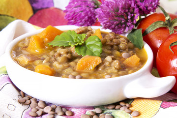Lentil soup with carrot