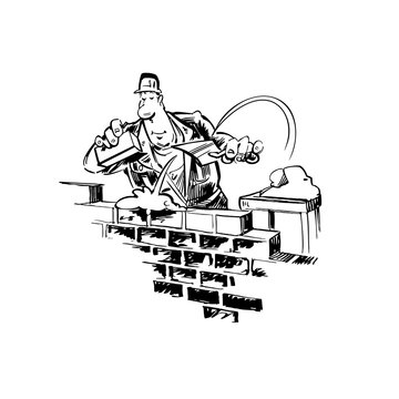 home builder cartoon illustration vector