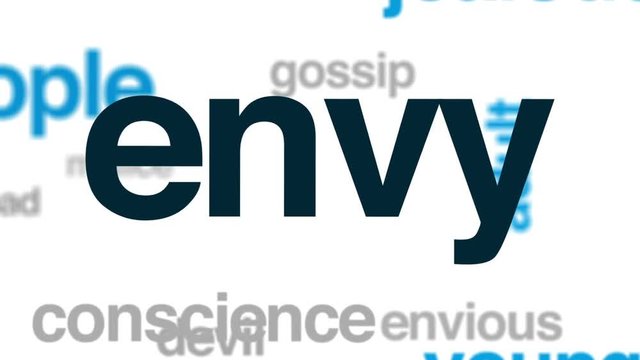 Envy animated word cloud, text design animation.
