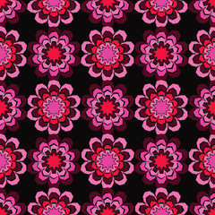 Seamless decorative floral background. Vector illustration. Retro motif. Textile rapport.

