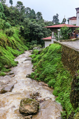 Mangde Chhu (Tongsa River) near a Dzong in Bumthang, Bhutan.