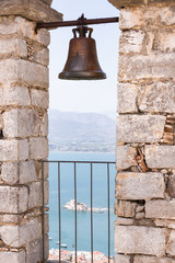 Obraz premium Closeup of bell on Palamidi medieval fortress, Nafplio, Greece