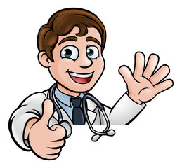 Doctor Cartoon Character Sign Thumbs Up