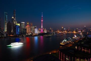 Obraz premium Aerial photography at Shanghai Skyline of night scene