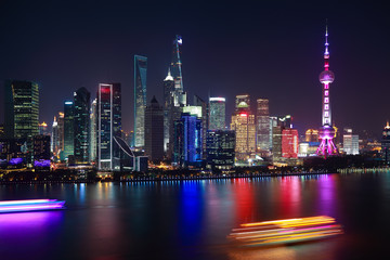 Obraz premium Aerial photography at Shanghai Skyline of night scene