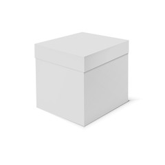 Blank cardboard box template on white background. Vector illustration.