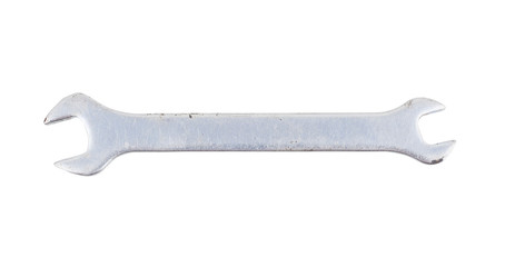 Silver spanner isolated on white background