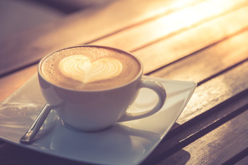 Coffee art. Romantic morning coffee- Heart shape coffee art