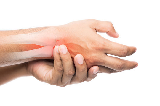 People suffering from arm pain, De Quervain Tenosynovitis, Men with bones and wrist problem concept
