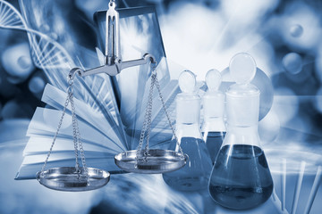 microbiological and medical equipment on a technological background