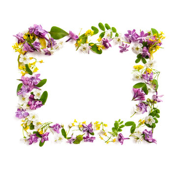 Frame of various colors in the shape of a rectangle on a white background..