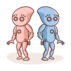 Cartoon Character Two Robots Sticker