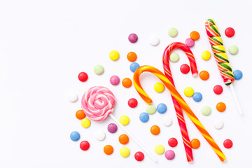 lollipops, candy, top view flat lay on white background - 158979808