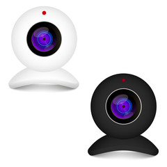 Realistic white and black web camera. Vector 