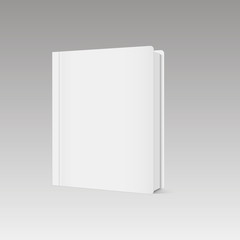 Blank vertical book cover template with pages in front side standing. Vector