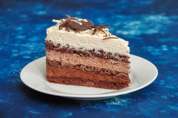 Delicious mousse cake with three different kind of chocolate