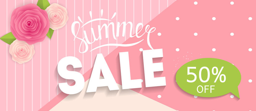 Summer Sale Banner Template for your Business. Vector Illustrati