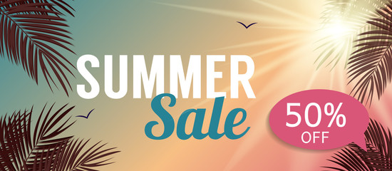 Summer Sale Banner Template for your Business. Vector Illustrati