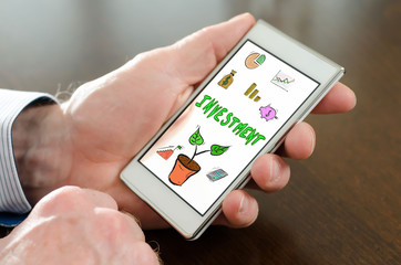 Investment concept on a smartphone