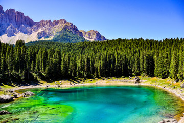 Fototapeta na wymiar Blue Lake of Italy in the mountains, Valtournenche