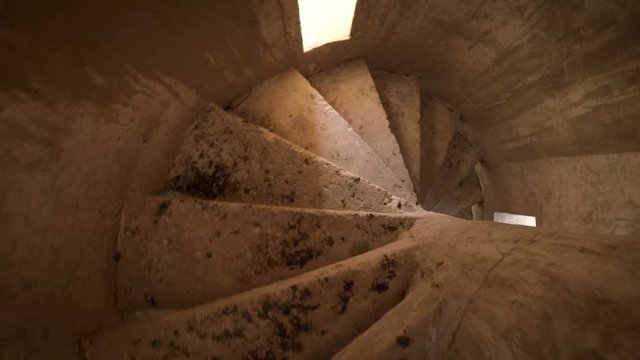Top down descent of filthy spiral stairs