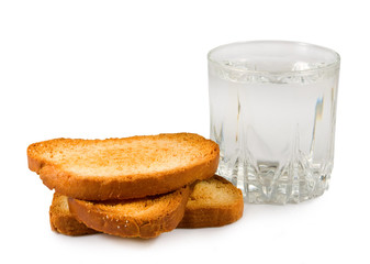 crackers and glass of water