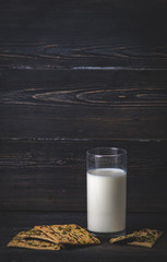 glass of milk and grain biscuits