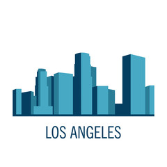 Fototapeta premium Down town American landscape with skyscrapers and high-rise buildings in flat style a vector.View of Los angeles 