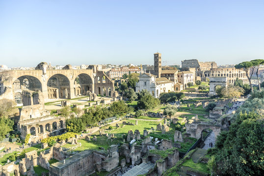 general sight of the Roman imperial forum in Rome, Italy.
