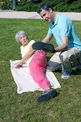 Elderly person practising a sport