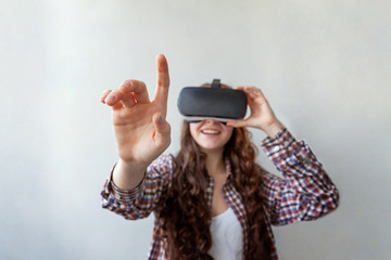 Woman using VR headset