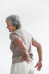 Lower back pain in elderly pers - obrazy, fototapety, plakaty